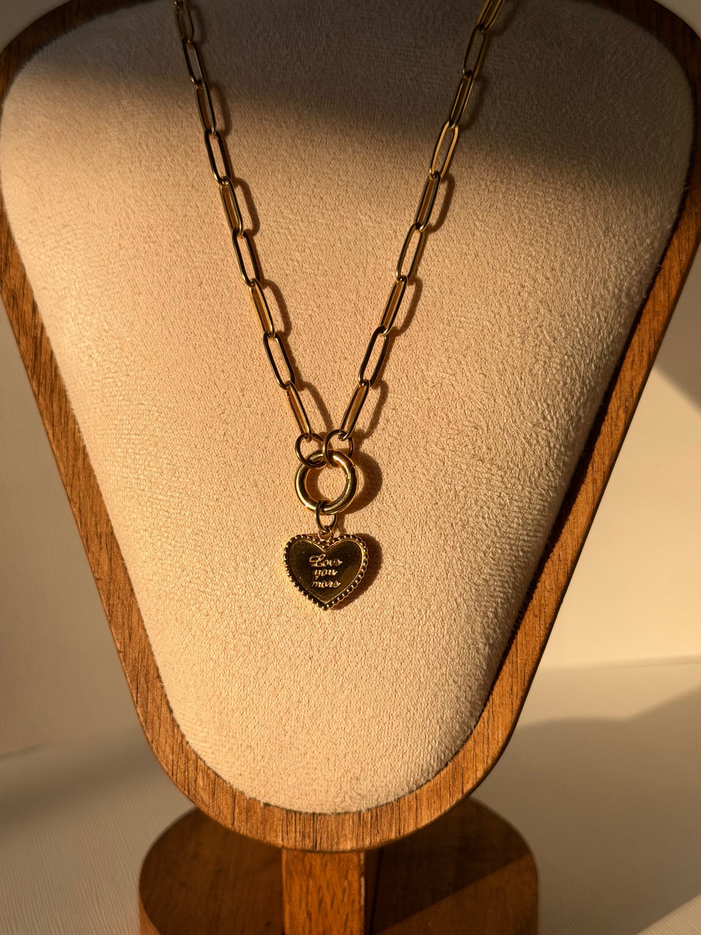"Love You More" Heart Charm Necklace
