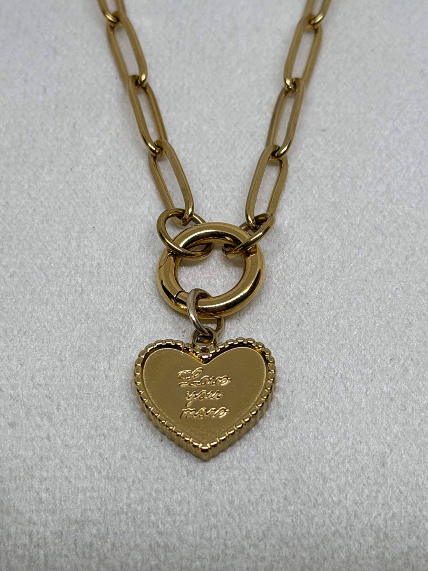 "Love You More" Heart Charm Necklace